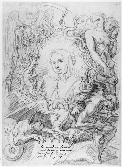 Catherine Monvoisin with the Three Fates on the Right and Death on the Left by Charles Antoine Coypel